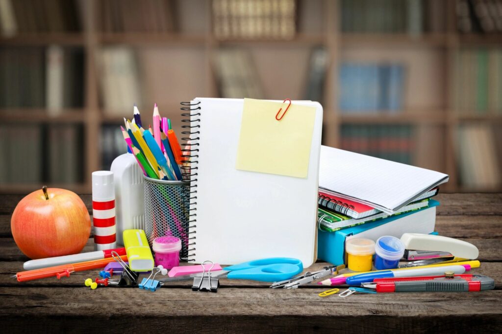 School Supplies on desk