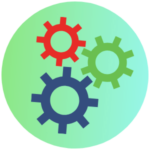 Icon for the Ready to Work Program - a graphic of 3 different colored gears