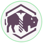 Icon for Evanston's Maker Space Wyrkshop - Graphic buffalo with a stylized screw