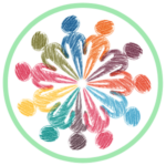 Icon for Community Education - a graphic of stick figure humans in different colors holding hands in a cirlcle