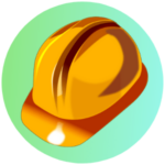 Icon for Safety Training - a graphic of a orange safety helmet